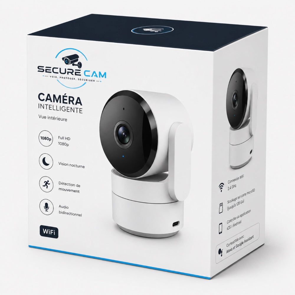Caméra de Surveillance Intérieure Wi-Fi 1080P PTZ 360°