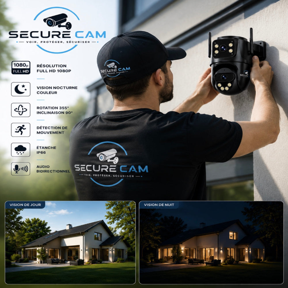 Caméra de Surveillance WiFi Double Objectif HD