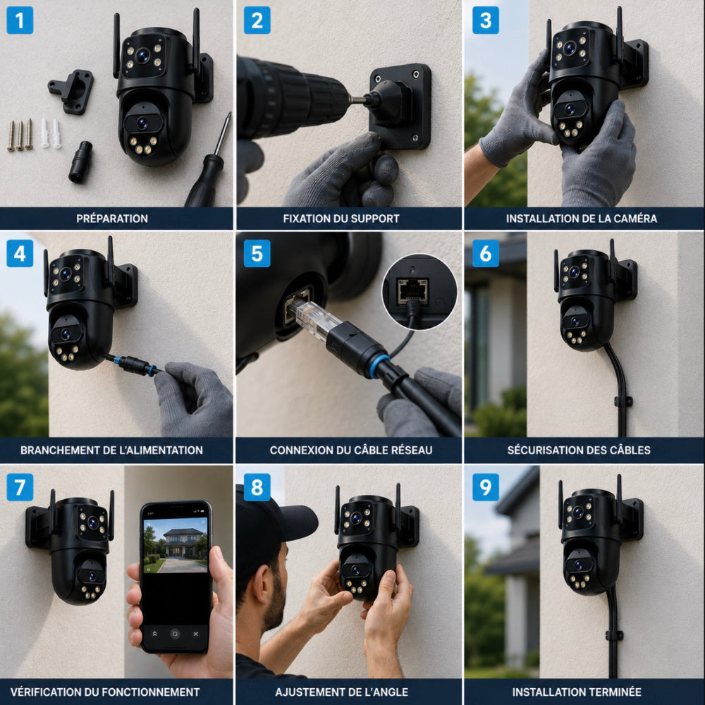 Caméra de Surveillance WiFi Double Objectif HD