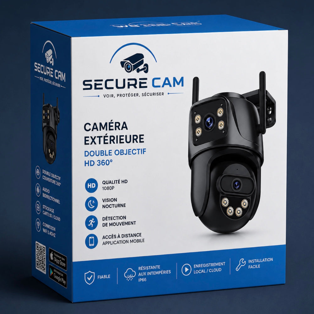 Caméra de Surveillance WiFi Double Objectif HD