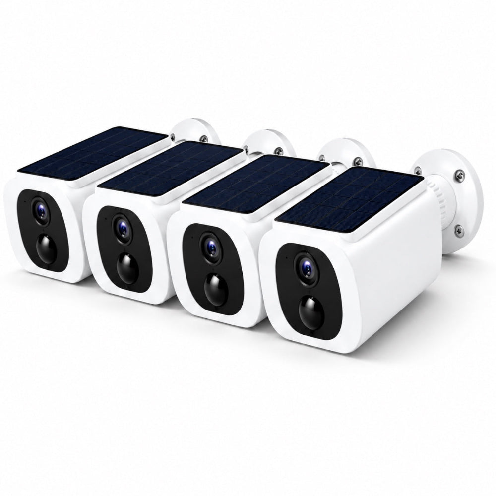 Kit de 4 Caméras de Surveillance Solaires 2K WiFi Extérieures