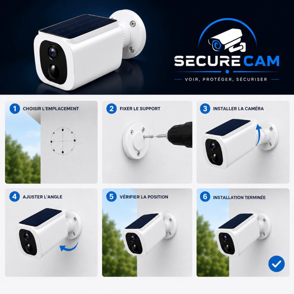 Kit de 4 Caméras de Surveillance Solaires 2K WiFi Extérieures
